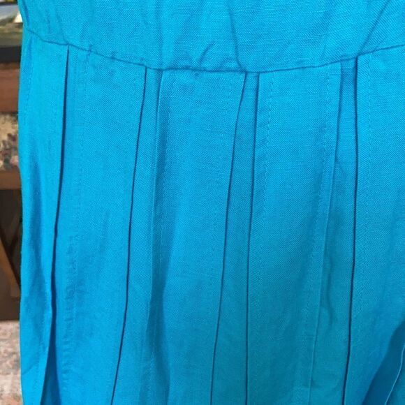 NWT Coldwater Creek Blue Linen Blend Pleated Short Sleeve Midi Dress Size 8 - Picture 6 of 10